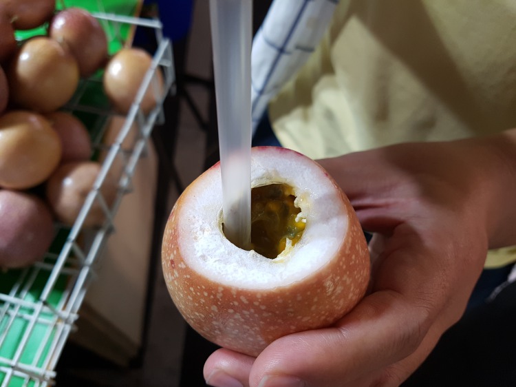 【百香果(パッションフルーツ)】甘酸っぱい果物「百香果」、追熟させて食べると甘味が増す